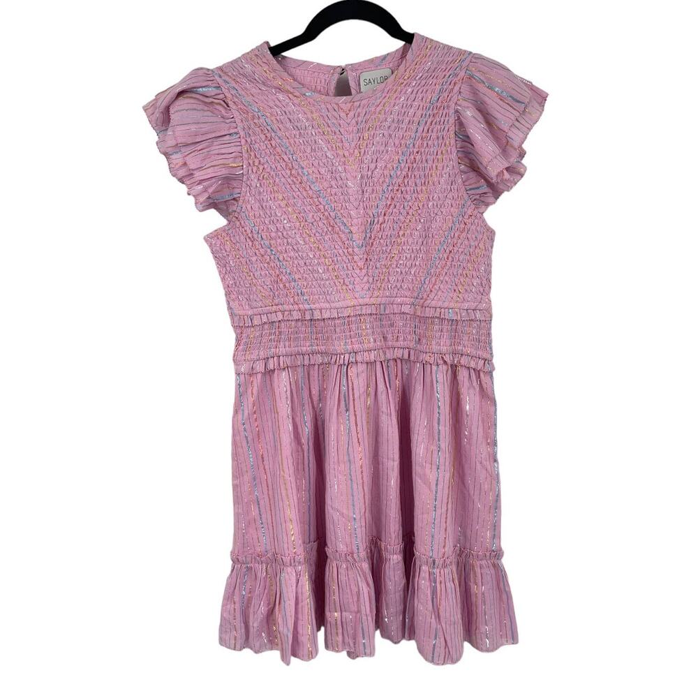 Saylor dress Zinnia A Line pink striped Large L - Picture 2 of 6